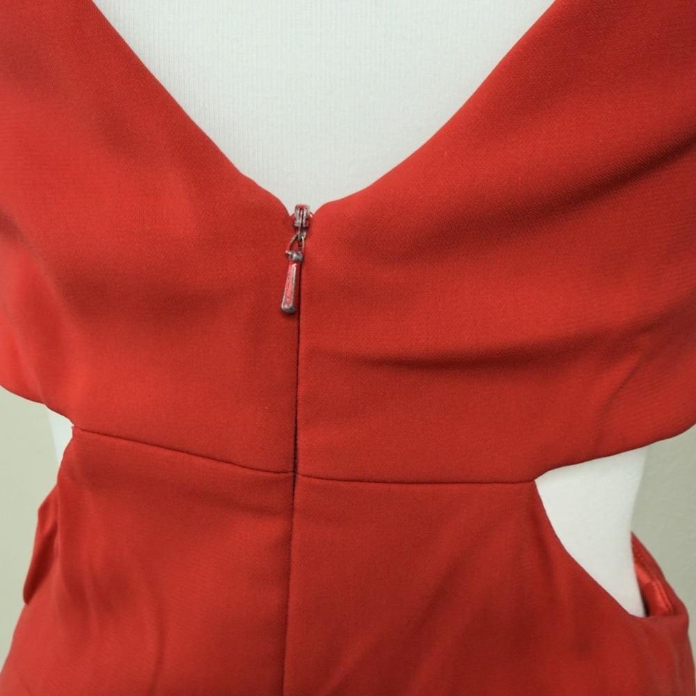 Jay Godfrey Size 2 Red Cut out Wide Leg Jumpsuit Party Formal Going Out - Picture 5 of 15